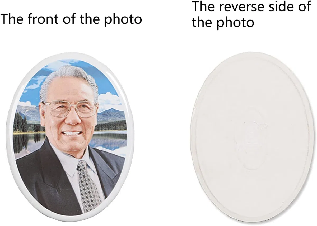 Azulejo fotográfico conmemorativo de cerámica, lápida de Porcelana Personalizada, Retrato de Monumento, Imagen Conmemorativa Ovalada para lápida (3,5" x 4,7")