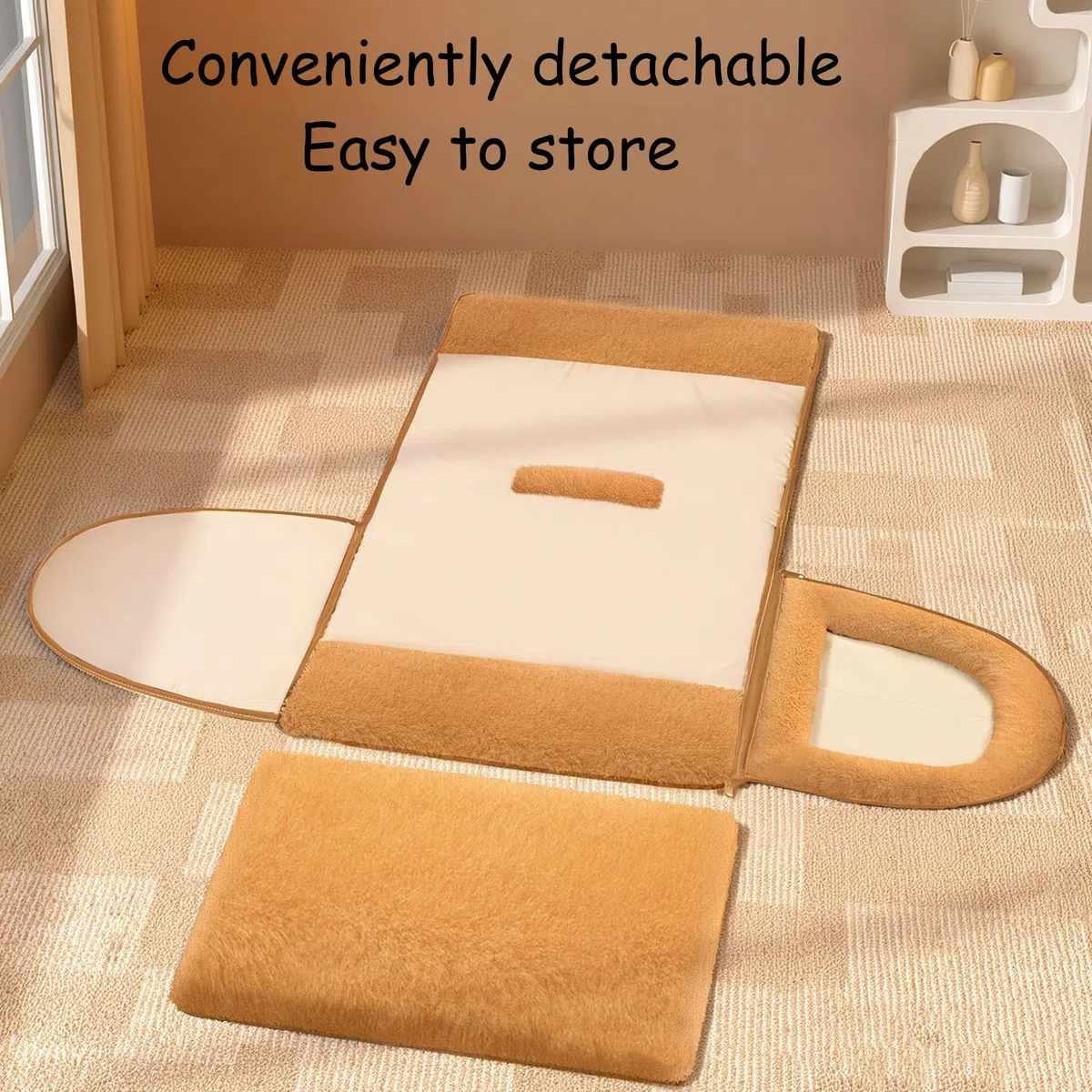 Casa de perro plegable 2 en 1, sofá cama cerrada para mascotas con cojín extraíble y lavable, caseta para perros para interiores, casas de mascotas condominios para gatos, cachorros (79 x 60 x 59 cm