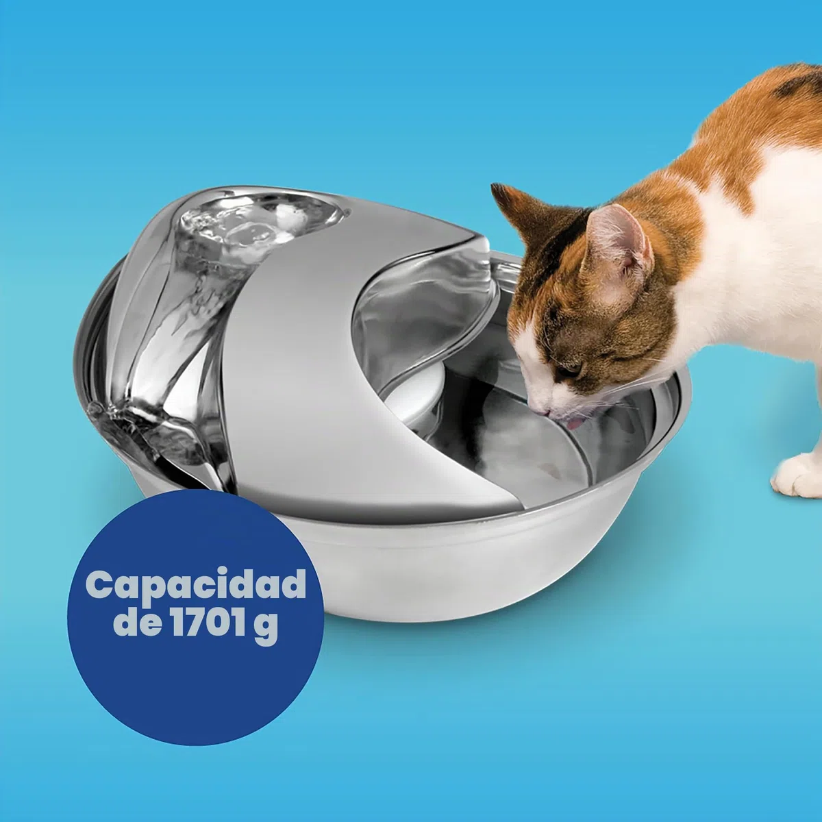 Pioneer - Bebedero para Mascotas con diseño de Gota de Lluvia de Acero Inoxidable | Diseño de acero inoxidable, agua que fluye, fomenta la hidratación, fácil de limpiar, adecuado para gatos y perros