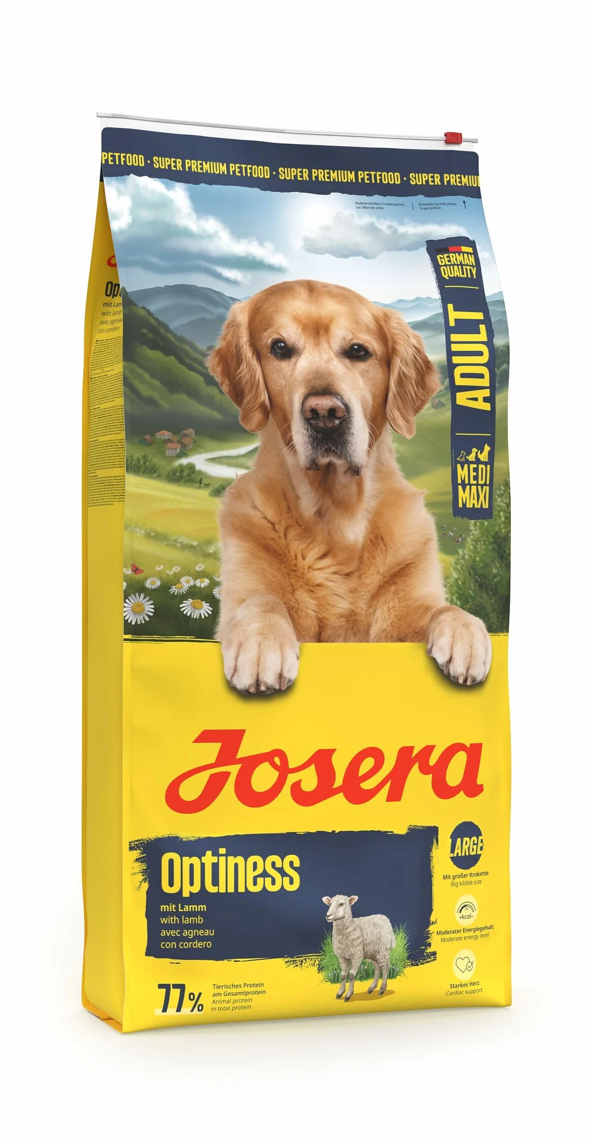 JOSERA Optiness Cordero & Arroz (1 x 12,5 kg) | Adulto Large | Pienso seco prémium para Perros Adultos | bajo en proteínas | sin Trigo | valiosos ácidos grasos | croqueta XL para Evitar engullir