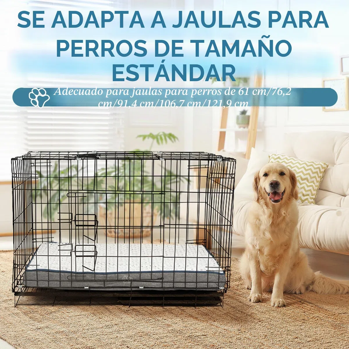 EMPSIGN Cojín para Perro Reversible Desenfundable Jaula, 112x76x7,5cm, Gris | espuma ortopédica alta densidad, fresco/cálido, interior impermeable, lavable en lavadora, para transportín coche