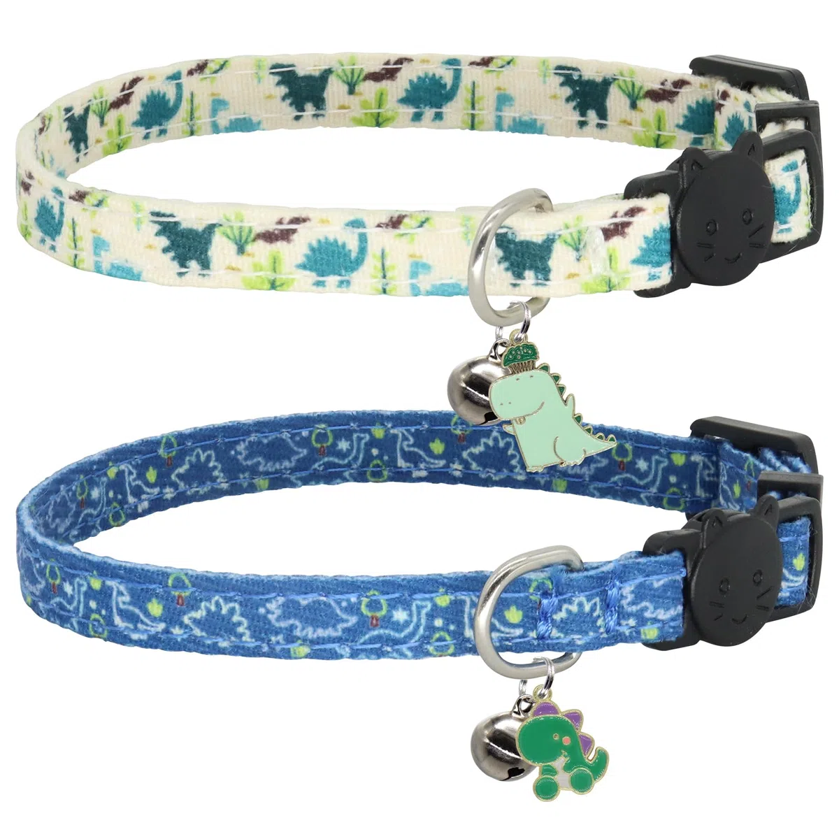 Collar de gato, paquete de 2 collares de algodón con campanas, collares separables para niñas, niños, gatos, gatitos