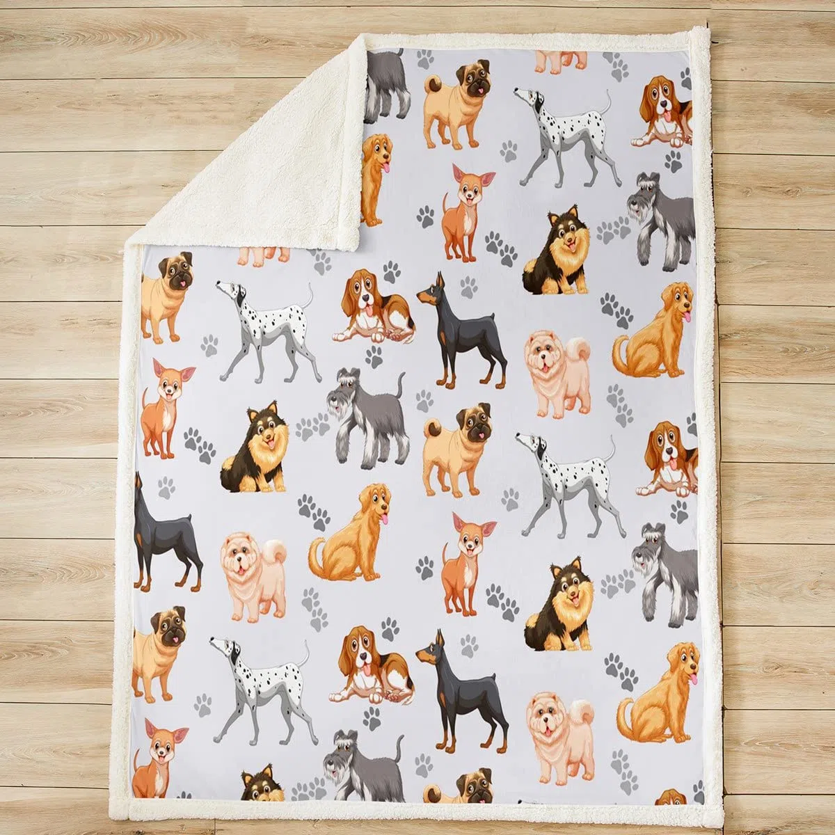 Manta de felpa para perros pequeños con dibujos animados para perros pequeños, manta de felpa para mascotas, cachorros, amantes de los animales, manta de Sherpa para sofá cama, tamaño King 87 x 94 pu