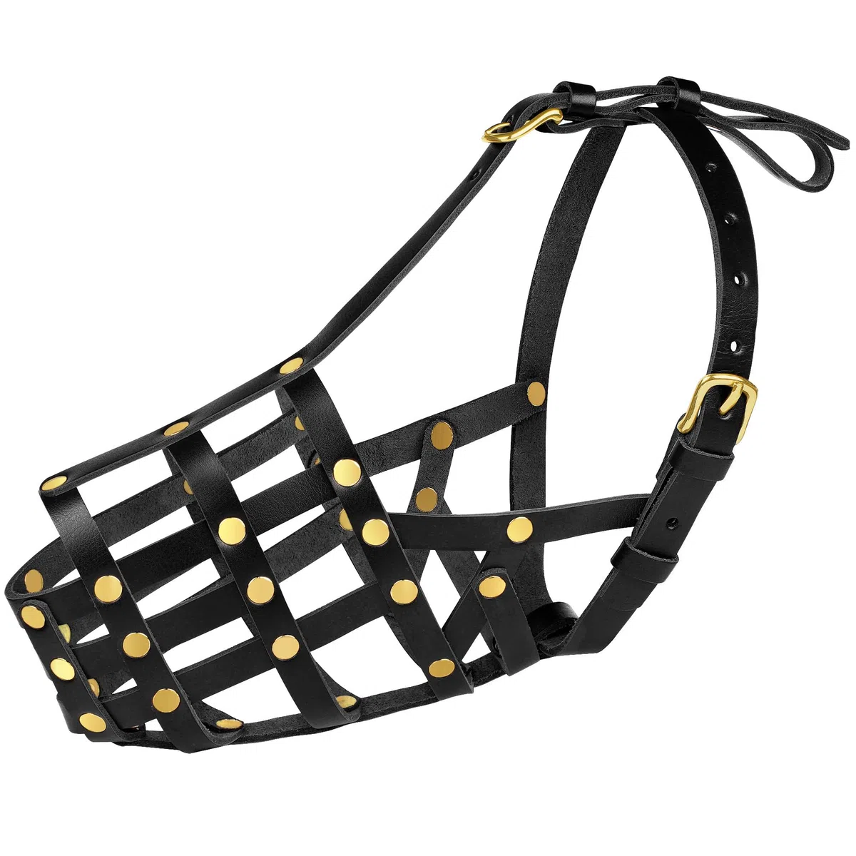 OOPSDOGGY Doberman - Bozal para perros grandes, bozal de cuero transpirable seguro para razas grandes, pastor alemán husky, evita mordeduras, no mastica, ajustable (negro)