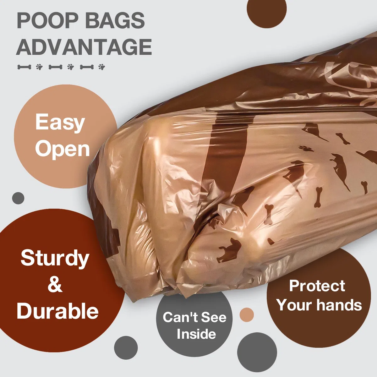 Rollos de bolsas para excrementos de perro con dispensador, 180 unidades a prueba de fugas, bolsa grande para excrementos, bolsas de basura extra gruesas para perros, sin perfume, soporte para bolsas