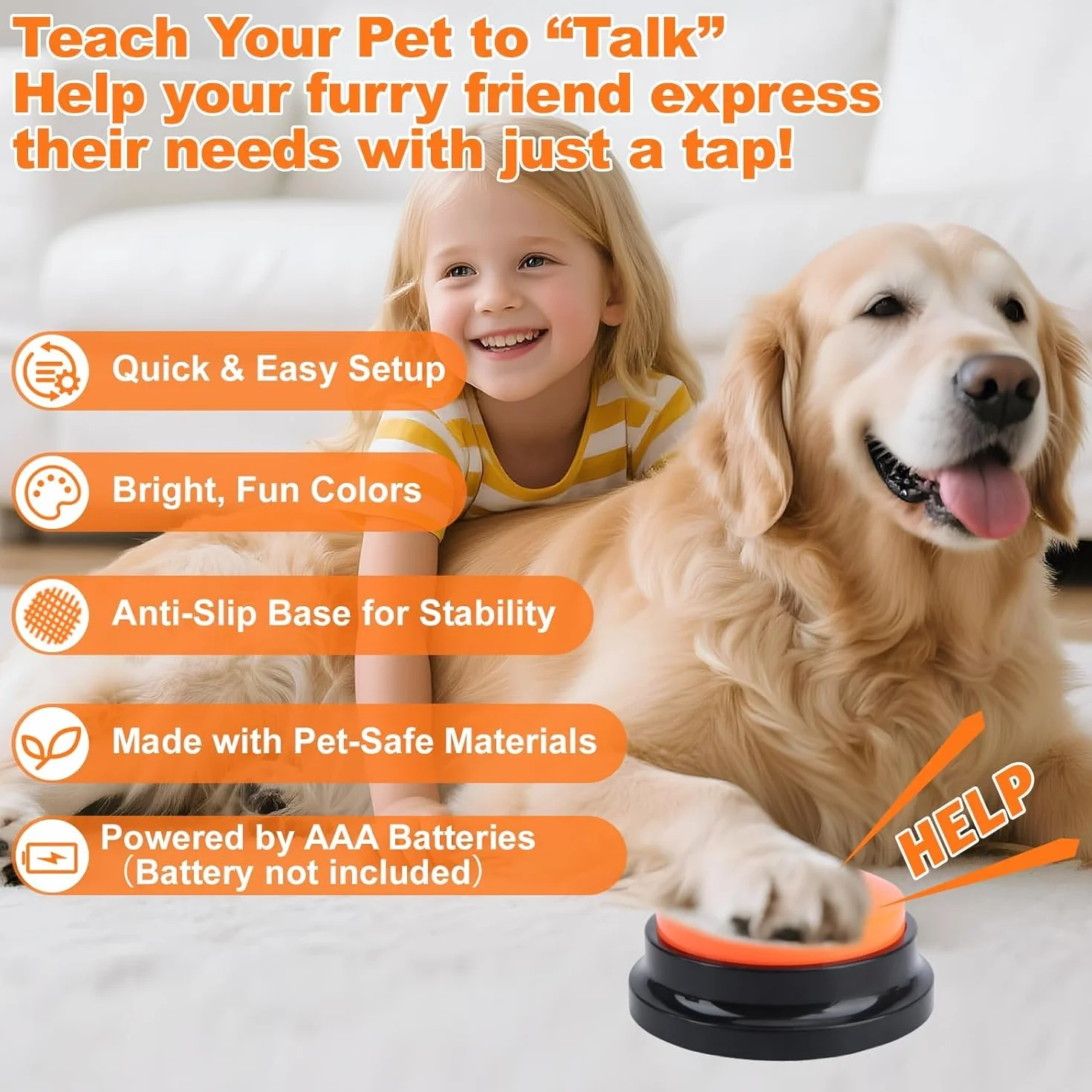 Botones de conversación para perros para comunicación, botones de voz grabables de 30 segundos con base antideslizante, zumbadores de entrenamiento de mascotas para perros y gatos, baterías no