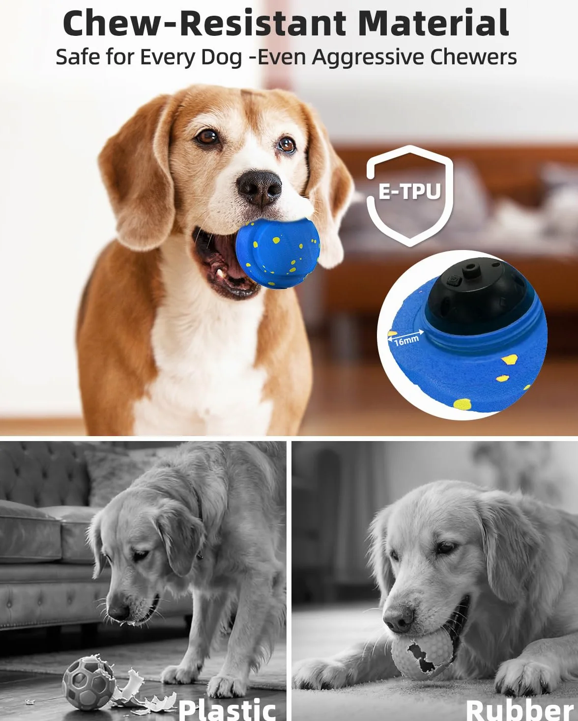 Juguetes interactivos para perros medianos y grandes, regalo de cumpleaños, juguete interactivo indestructible para masticadores agresivos, juguetes antiaburrimiento, material duradero