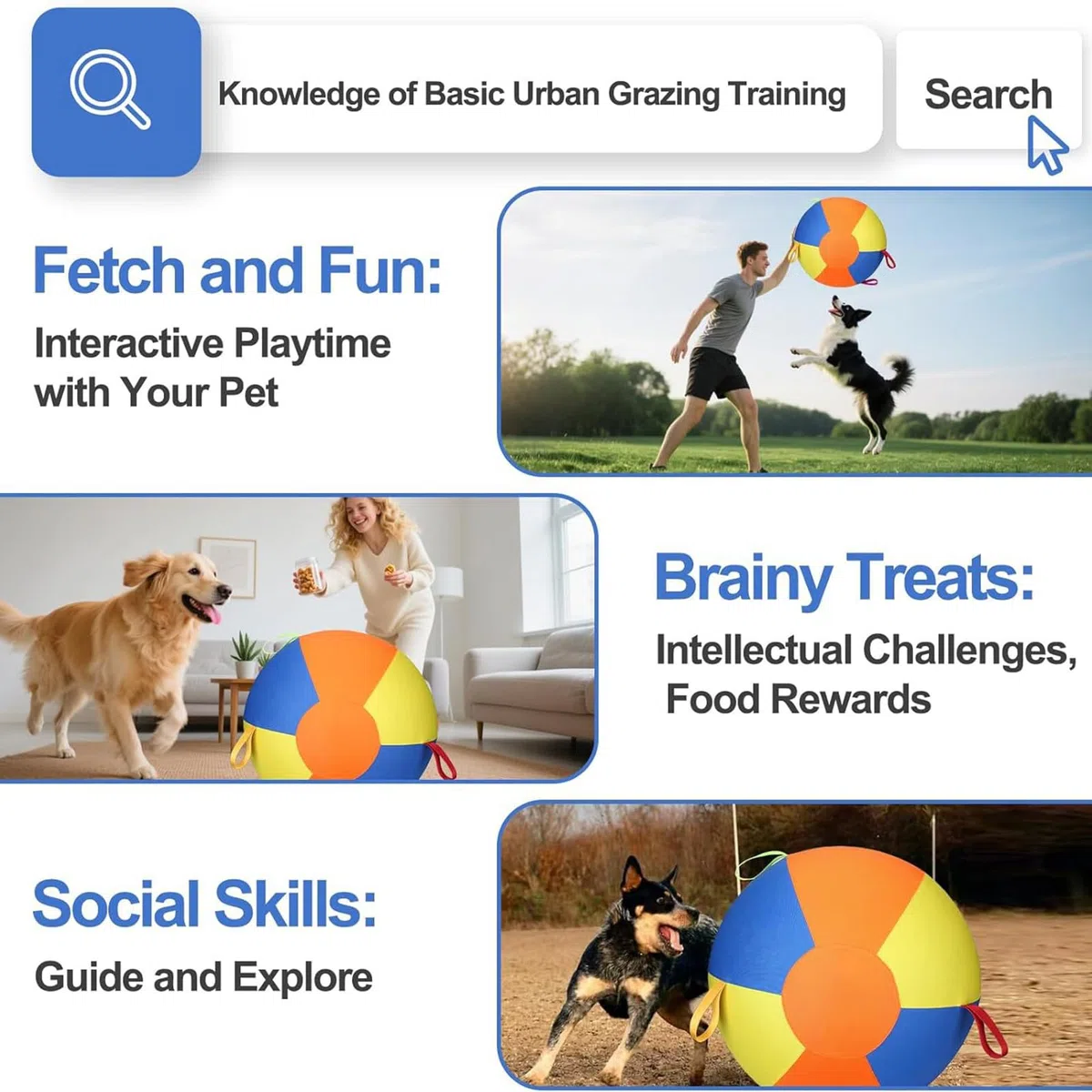 Pelota de Pastoreo para Perros Juguete Interactivo Calmante para Mascotas | Juguete de ejercicio al aire libre para perros para Jardín, Piscina, Cachorros, Juego y Dentición