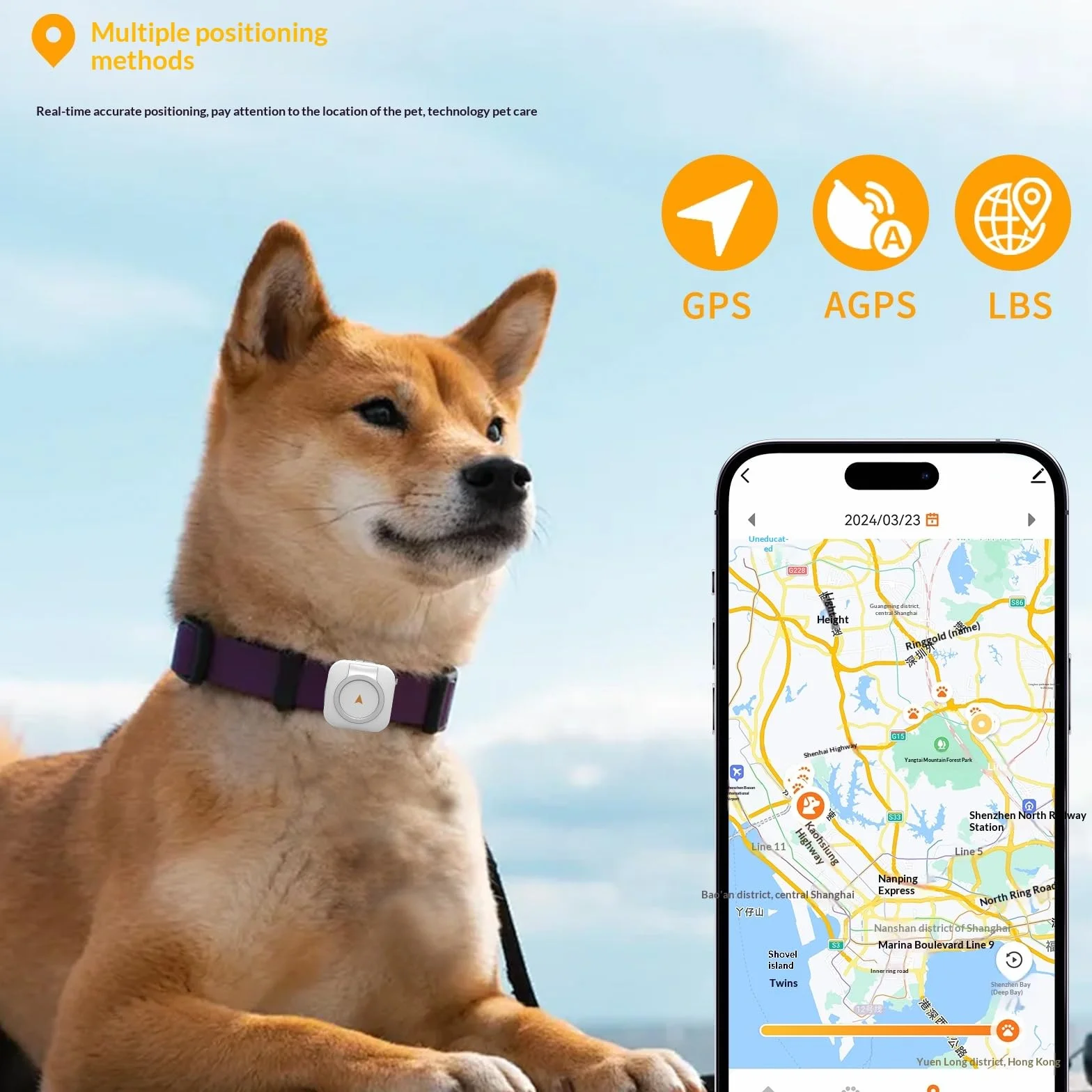 Collar de seguimiento GPS para mascotas, rastreador de ubicación en tiempo real para perros y gatos, gestión de la salud, compatible con iOS/Android, IP67 impermeable, localizador de seguridad
