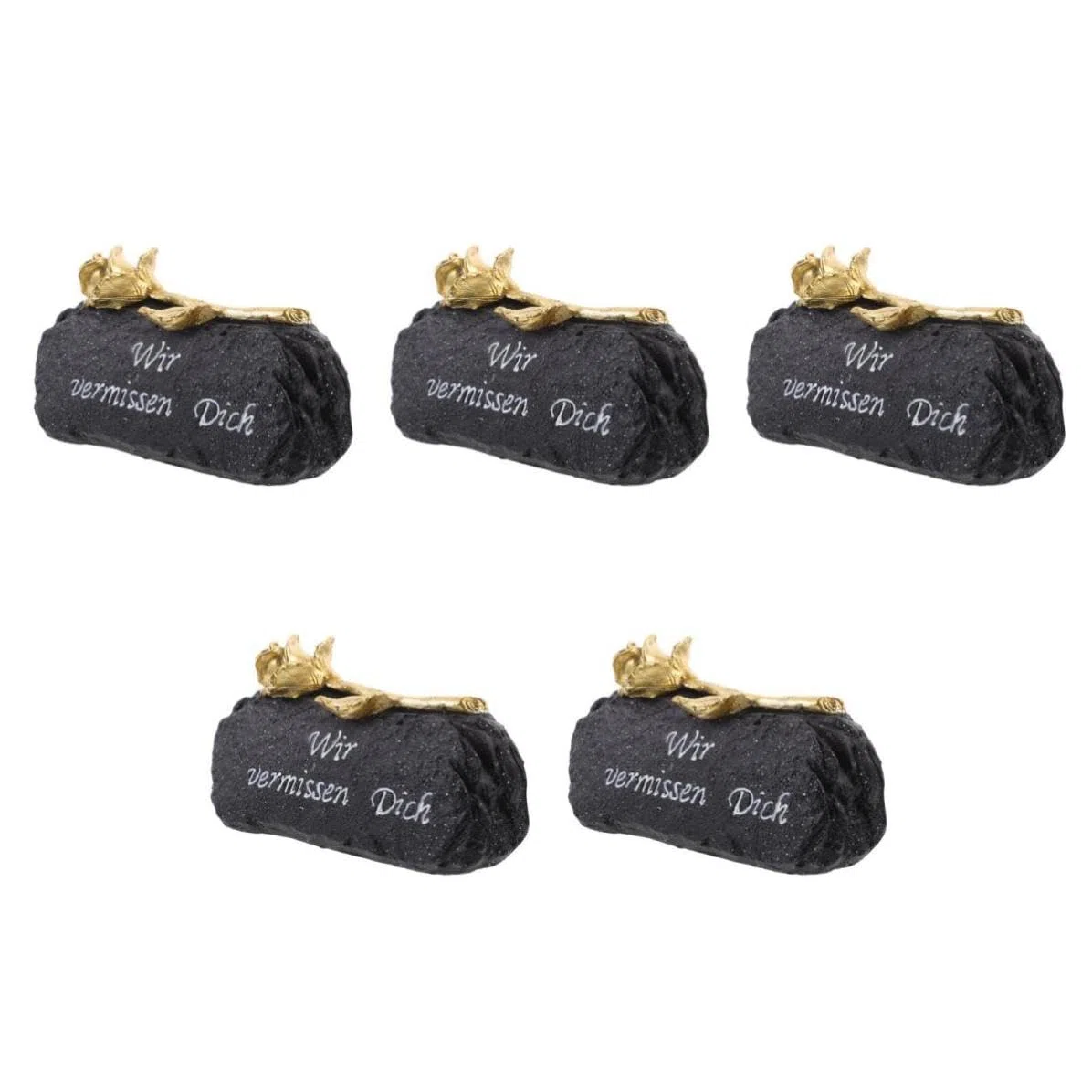 Abaodam 5 Piezas Lápida Conmemorativa de Resina Negra para Decoración de Luto en Exteriores Adecuado para Jardín y Césped
