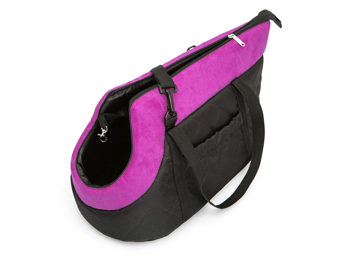 Bolsa de transporte, para perros, gatos, dos maneras de transportar, seguridad de mascotas, saco, saco para perros, R2: 30 x 50 cm, negro con bufanda morada
