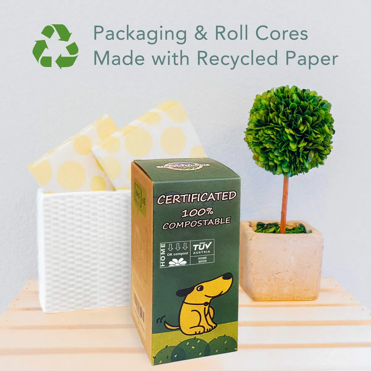Rollos de bolsas compostables para excrementos de perro, bolsas de repuesto para excrementos de perros, bolsas ecológicas para residuos de mascotas, a base de verduras, sin perfume