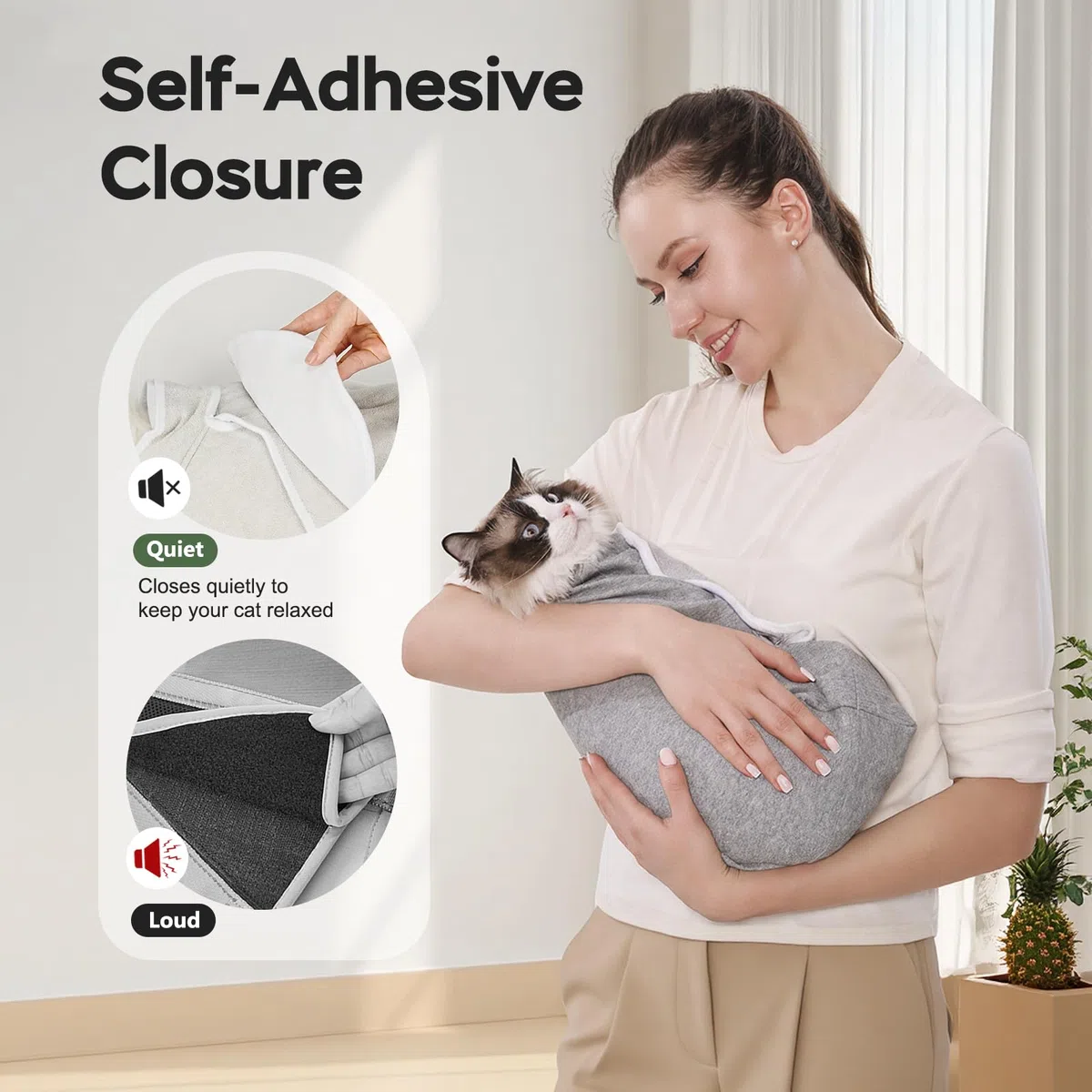 Envoltura para cortar uñas para gatos, bolsa de sujeción autoadhesiva para cortar uñas de gato, antiarañazos, envoltura de aseo para gatos, para medicamentos, líquidos SubQ, limpieza de oídos