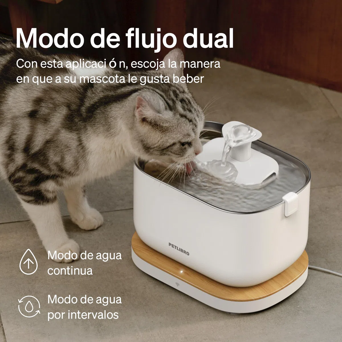 PETLIBRO Fuente para Gatos sin Cable con Sensor de Movimiento, Dockstream 2,5L Bebedero Gatos con Pilas 5000mAh, 23dB Ultra Silenciosa, Fácil de Limpiar, sin BPA, Dispensador Agua Gatos