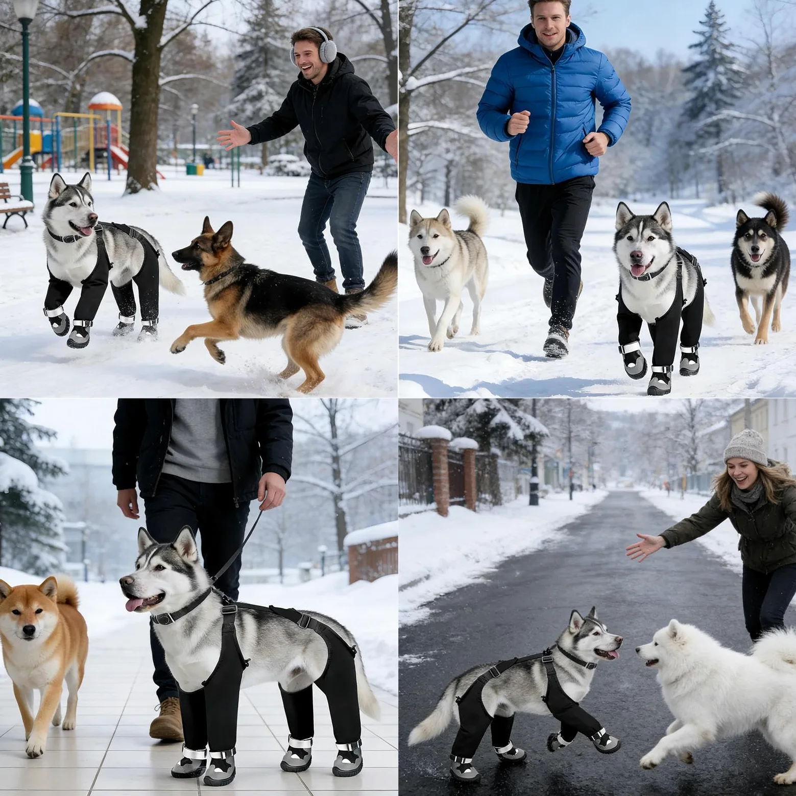 Botas con tirantes para perros, impermeables, antideslizantes, ajustables, transpirables, con botas, tallas M-XXL, diseñadas para la caza de hielo, paseos en climas fríos,