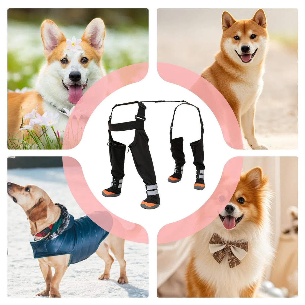 Botas con Arneses para Perros Protector Impermeable Antideslizante
