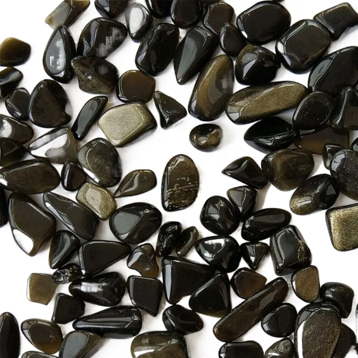 Chips de obsidiana Dorada Natural, Piedras de Grava de Roca, espécimen de Cristal de Cuarzo, Regalo de decoración del hogar for Acuario, 50 g/Paquete MZOGODWI