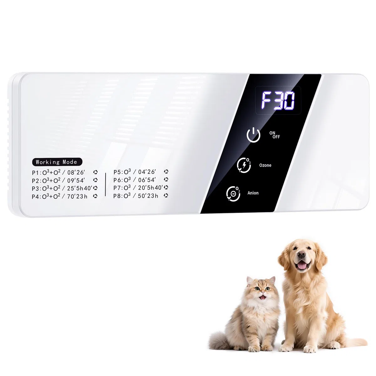 Eliminador de olores de ozono con 13 modos para olores fuertes, 99 % desodorante para arena de gatos, eliminador de olores para perros, purificador de aire de iones negativos para mascotas, fumar