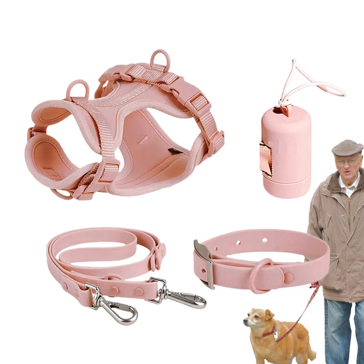 Juego de correas para perros, juego de arneses para perros - sin arnés de | tracción - Juego de correas multifuncionales para perros medianos, fácil de caminar, para todos los días, collar de perro