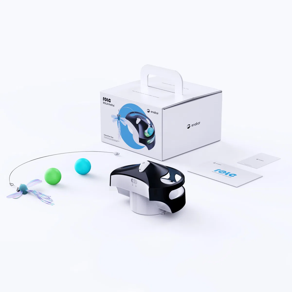 Enabot EBO ROLA Módulo Interactivo para Cámara PetPal: Bolas Rodantes, Cuello y Control Remoto de Aplicaciones para Gatos - Compatible Con Robot Inteligente ROLA
