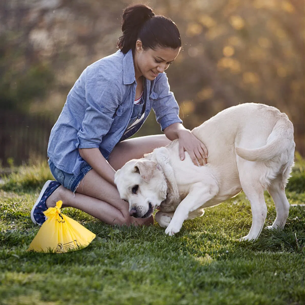 Bolsas compostables certificadas para excrementos de perro, 270 bolsas ecológicas y a prueba de fugas, bolsa de excrementos de perro 100% amarillo maíz fácil de abrir, 15 bolsas para perros por rollo
