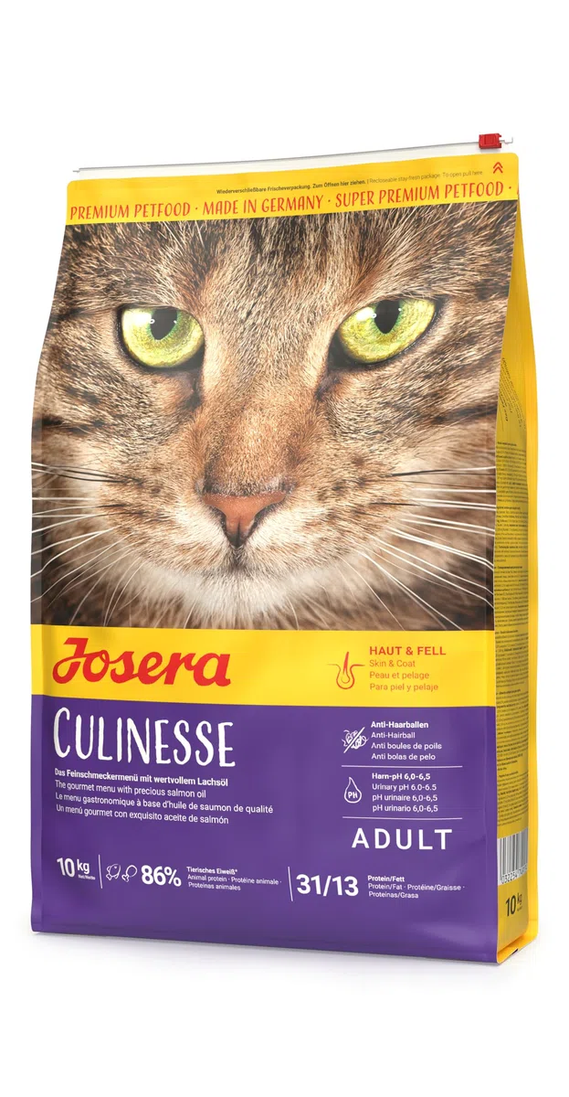 JOSERA Culinesse (1 x 10 kg) | Adultos | Pienso seco Gatos Adultos exigentes | Salmón y Aves | Fácil de digerir | Contenido moderado en Grasas | Sin Trigo | Pack 1