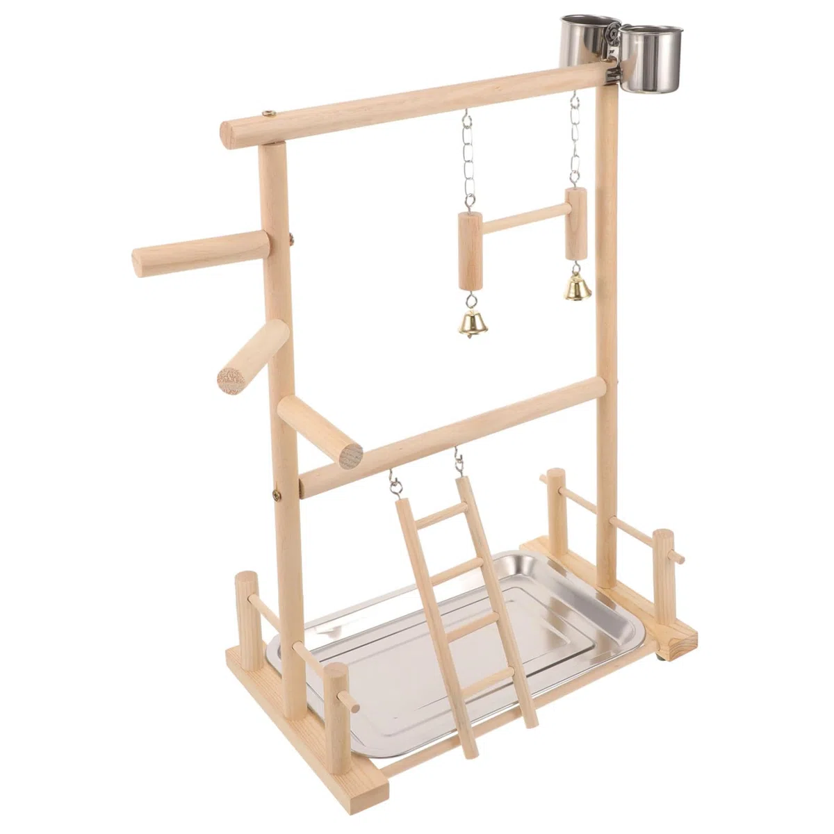 BESPORTBLE 1juego Soporte para Aves Área De Interactiva Escalera y Comederos Juguete para Periquitos y Cacatúas Accesorios Naturales para Jaulas De Aves