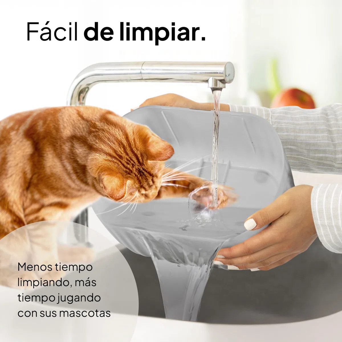 Pretty Paw Fuente para Gatos Inalámbrica con Sensor de Movimiento 3L Gris