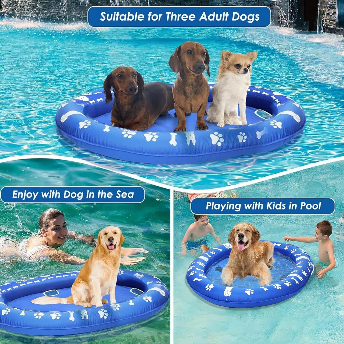 Flotador Para Perros Flotador Inflable Para Mascotas | Juguetes Acuáticos Flotantes para Mascotas Grandes Medianos Pequeños Cachorros Nadar Lago Río Playa Verano