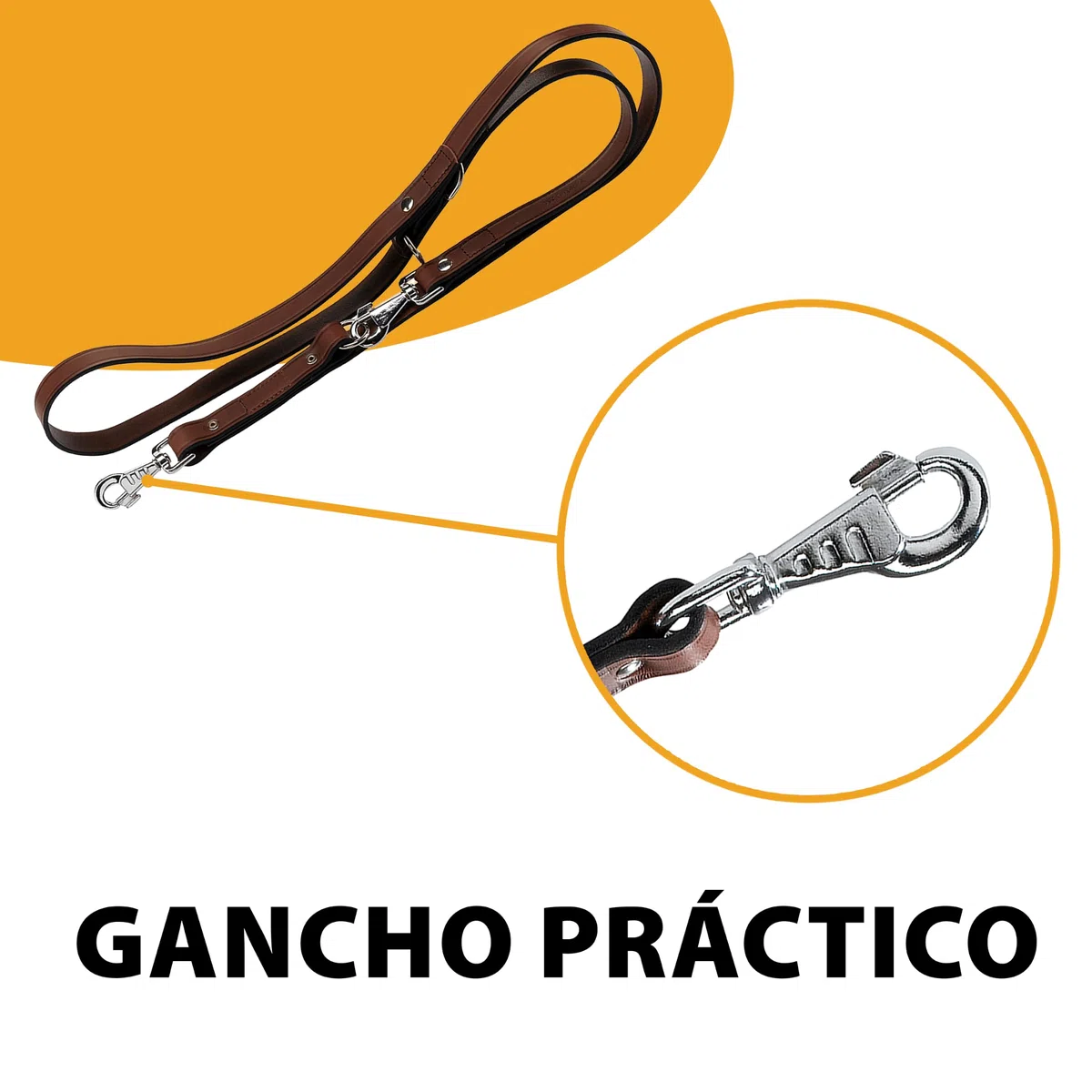 Ferplast 75142958 Correa para El Adiestramiento de Perros VIP Ga18/200, Robusto Cuero de Toro, Longitud Regulable, 18 Mm x L 120 x 200 Cm Marrón