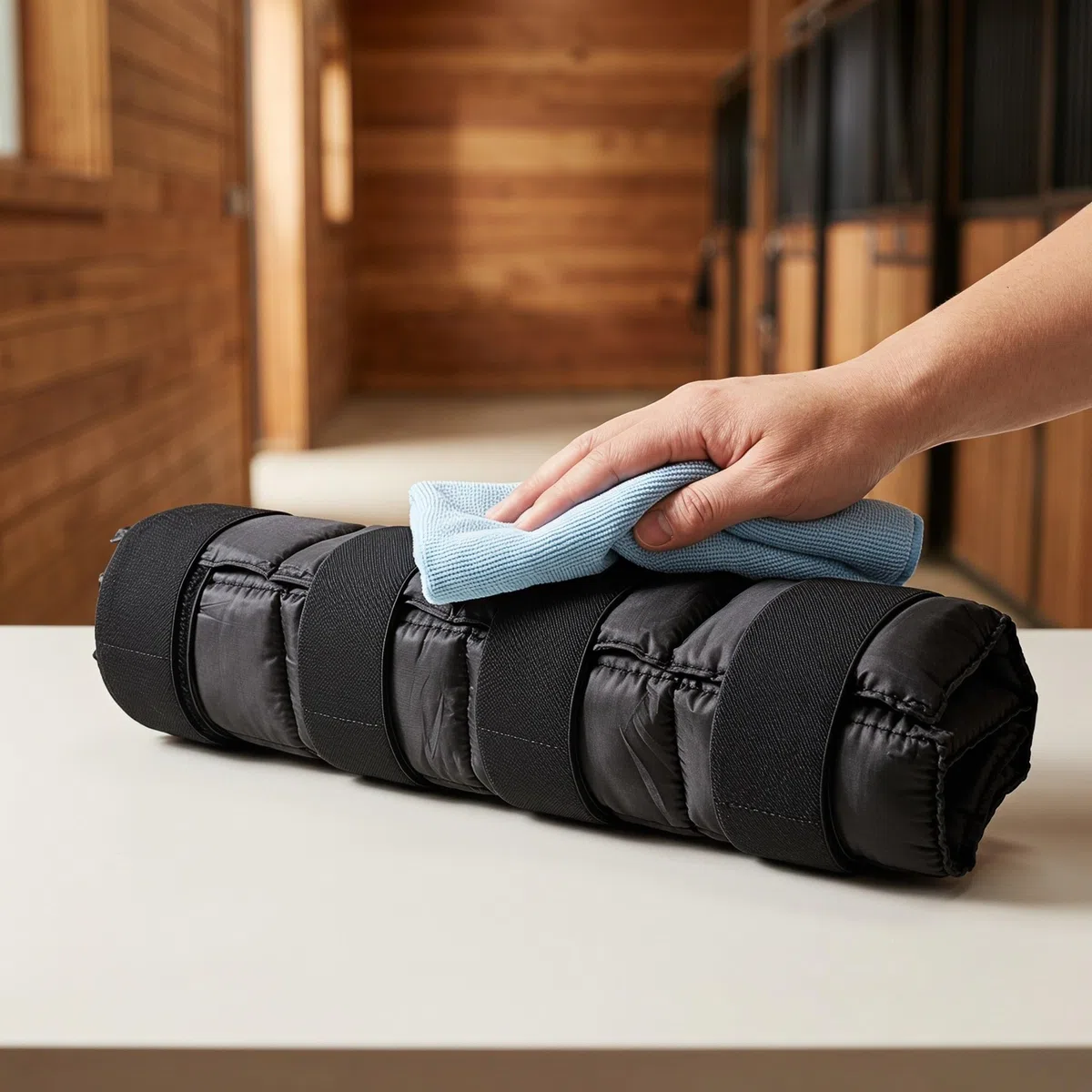 Bolsa Fría de Nylon Negro para Patas de Caballo Forma Ergonómica Reduce la Temperatura y Es Fácil de Limpiar para Uso Diario y Entrenamiento Ecuestre