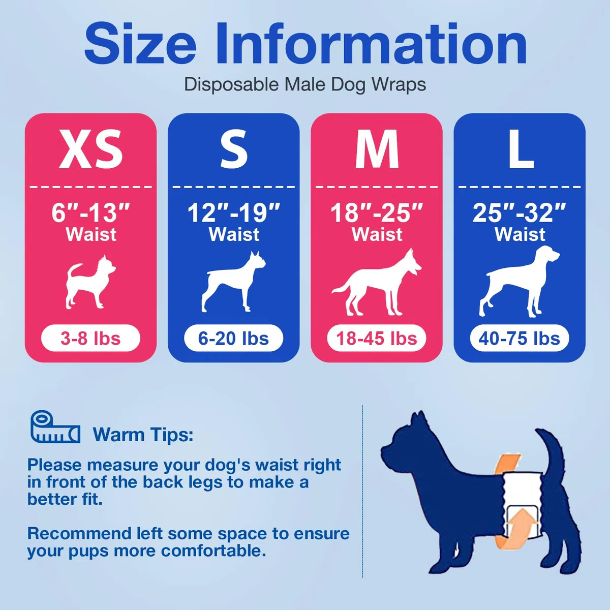 MICOOYO Pañales Desechables para el Vientre para Perros machos (L, Unidad, 50)