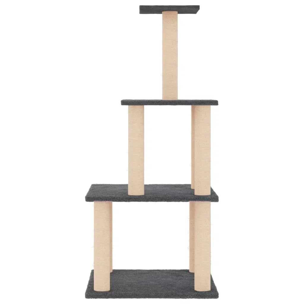Rascador para Gatos con Postes de sisal Gris Oscuro 111 cm, Xichuzi Rascador Gato, Arbol Rascador para Gatos, Gatos Accesorios, Torre Gatos, Arranhador para Gatos, Casa para Gatos