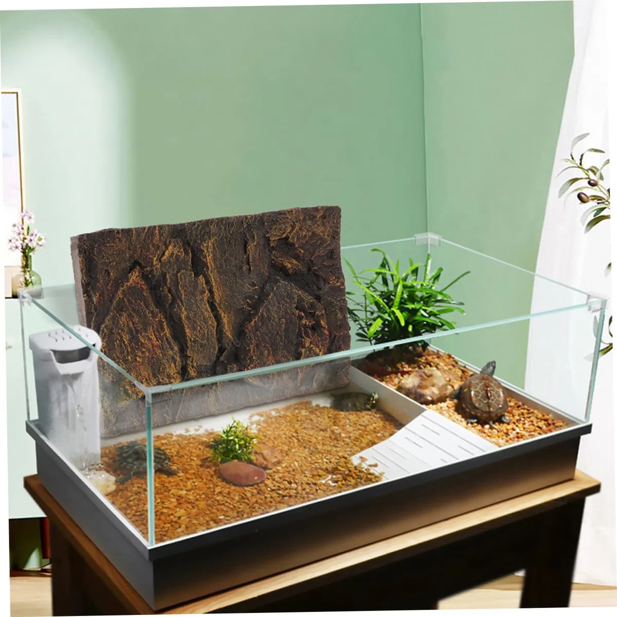 2 Piezas Telón De Fondo De Caja De Reptil Fondo De Terrario Decorativo Soporte Para Pecera Fondo De Pecera Fondo De Terrario De Corteza Reptichip 3d Vidrio Piedra De Dragón Pu