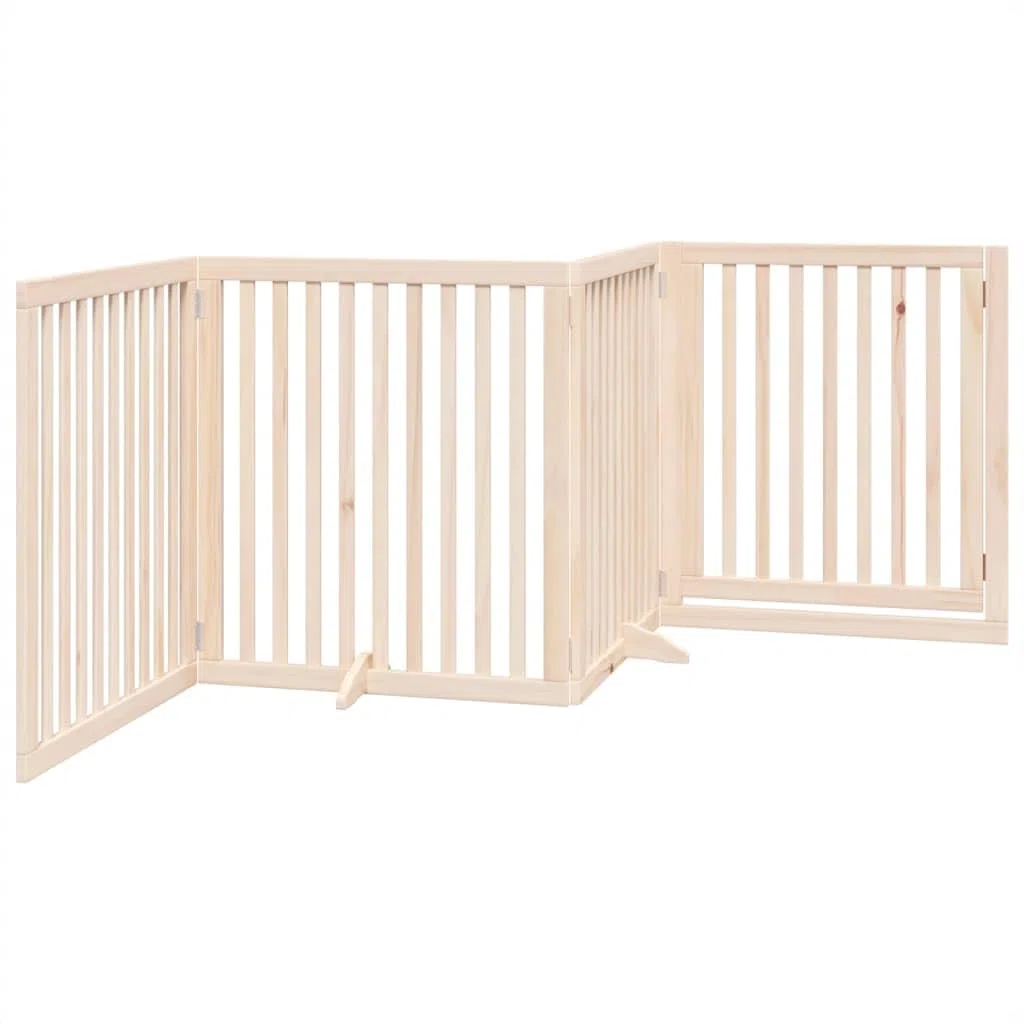 Puerta plegable para perros de madera de álamo de 320 cm, independiente, plegable, ideal como barrera para casa, apartamento, jardín, protección y seguridad para cachorros y perros