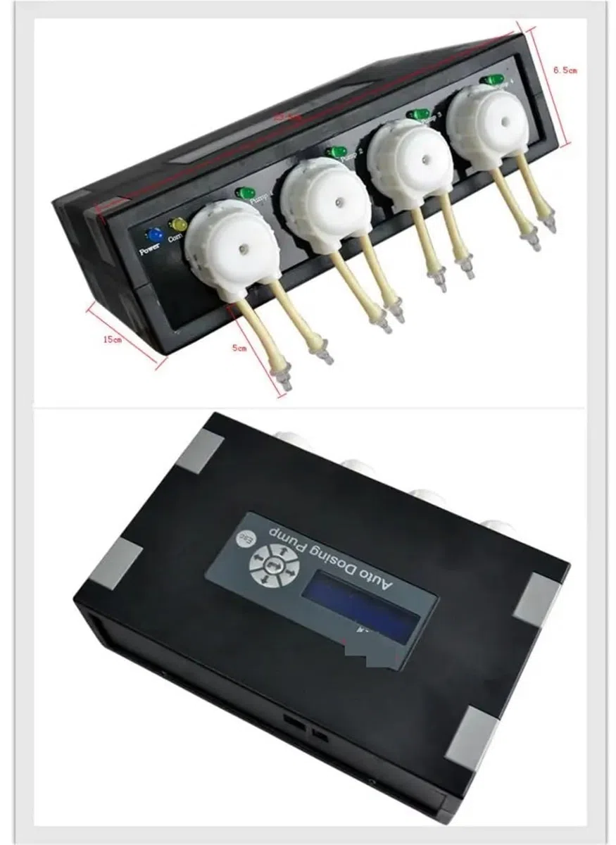 Bomba dosificadora automática for acuarios de arrecife de coral, 4 cabezales, for uso marino, 110-240 V, 50/60 Hz, DP-4 Instrumento de medición(Dp-2)