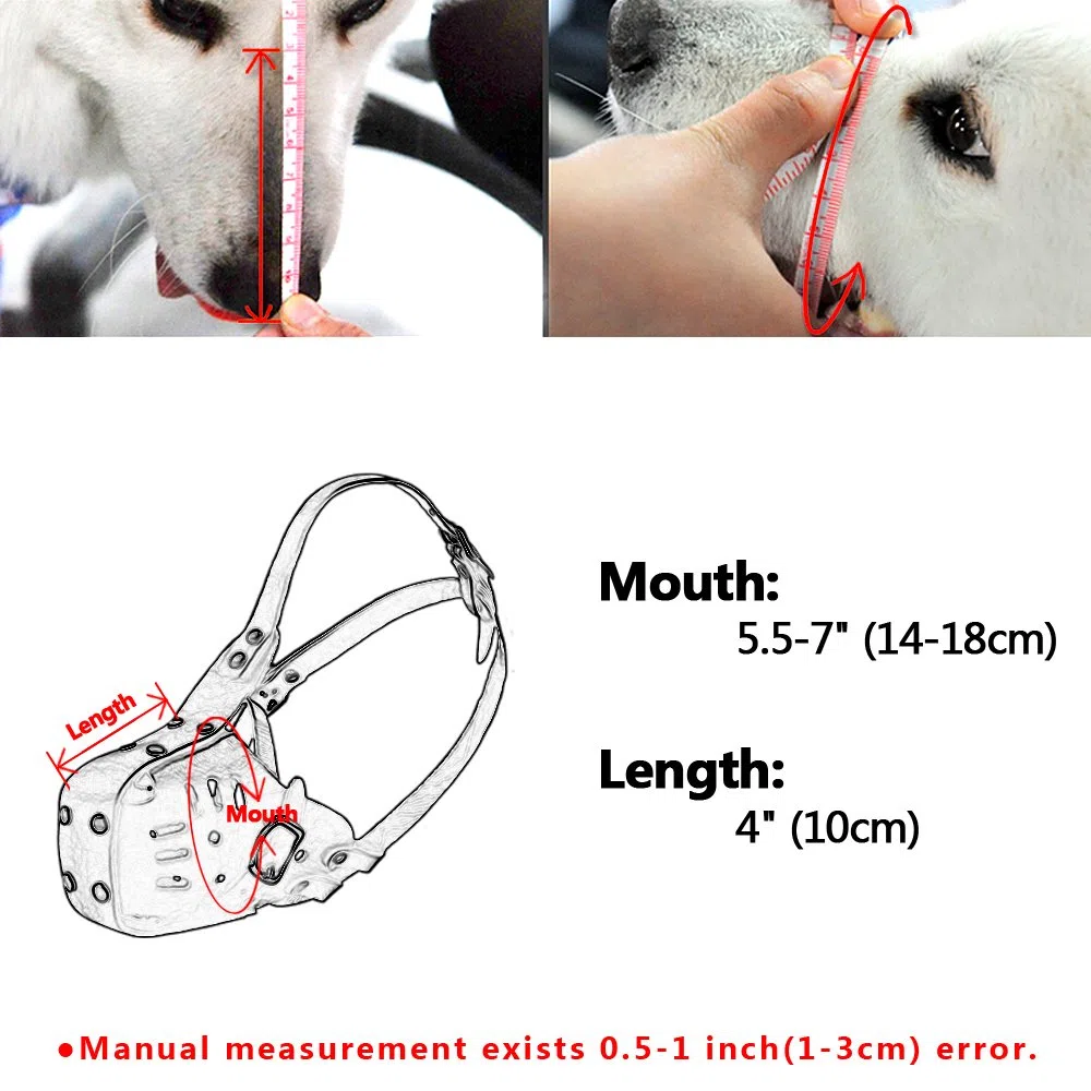 Bozal De Cuero Genuino para Perros Bozal Ajustable para Perros Suministros para Entrenamiento para Evitar Morder Masticar Y Ladrar