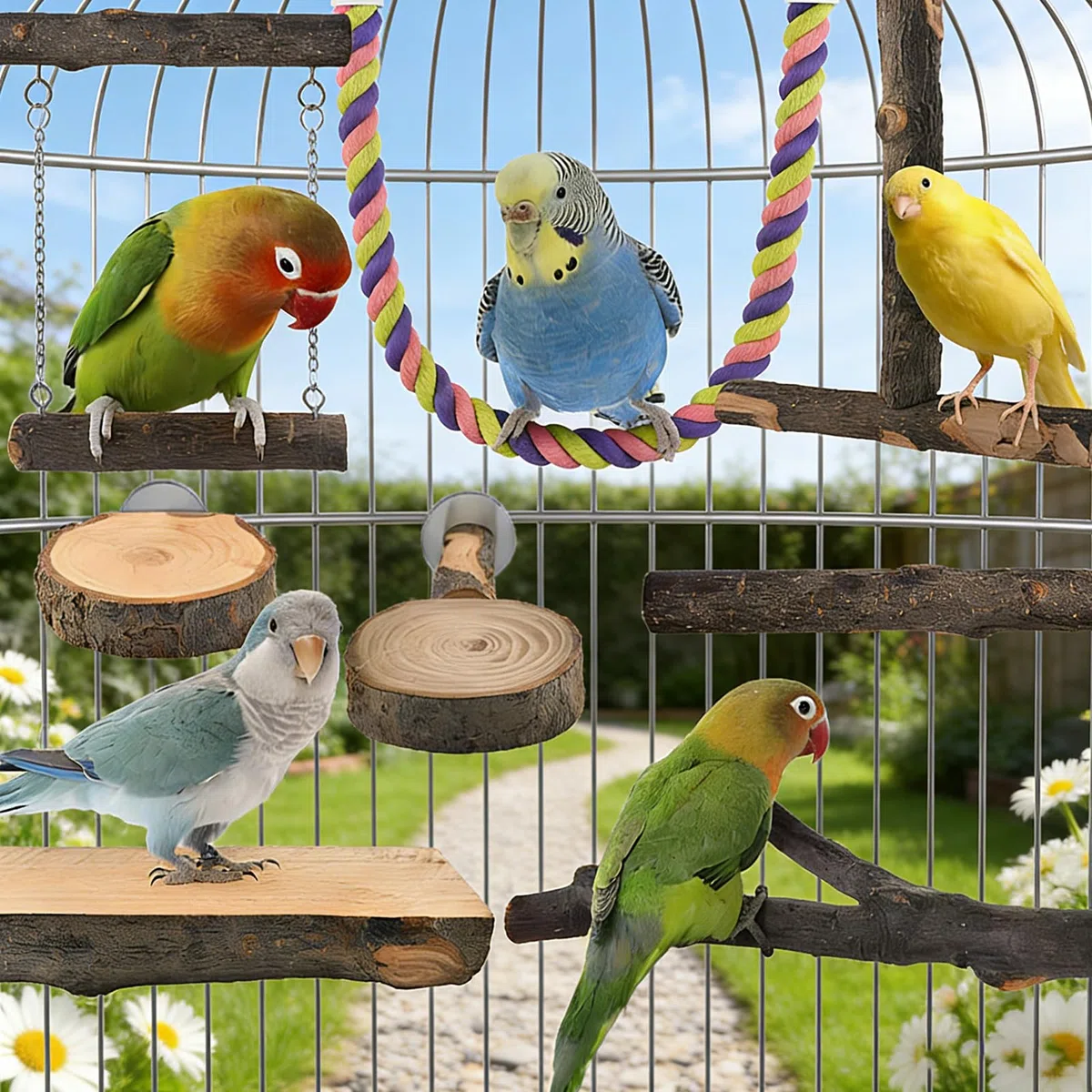 Percha para pájaros, juego de 8 piezas de antideslizante para ejercicio