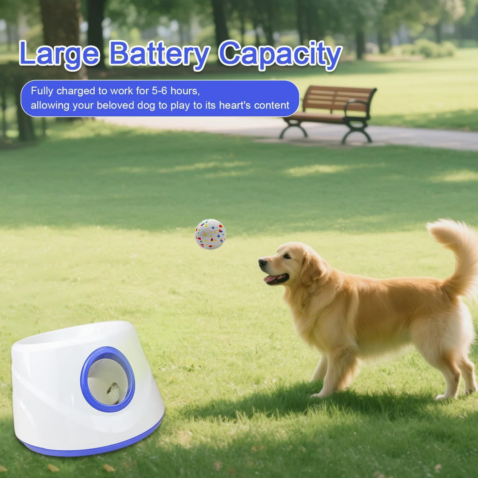 Lanzador automático de bolas para perros para interiores y exteriores, lanzador de bolas de perro, ajustes de distancia ajustable, batería recargable, juguete interactivo inteligente para