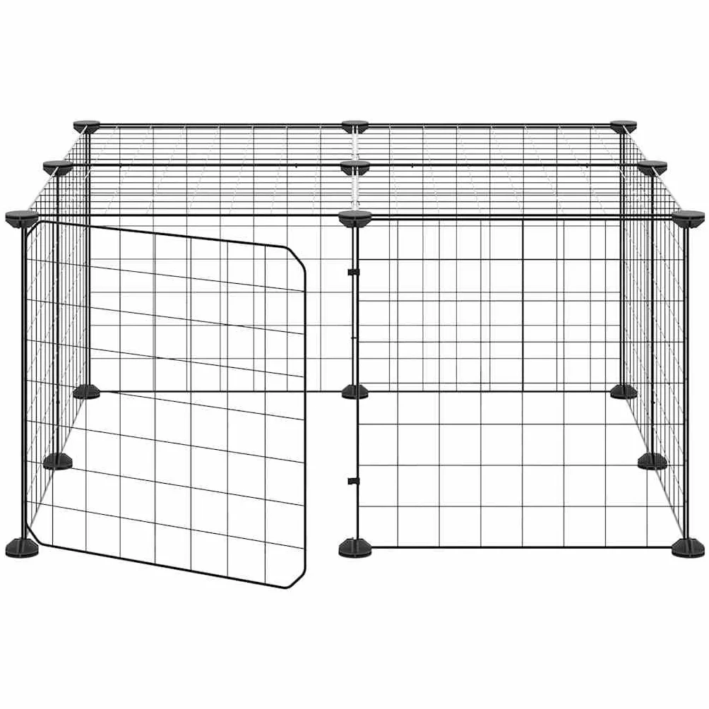 Jaula para mascotas de acero con recubrimiento en polvo, 35 x 35 cm, con puerta, plegable, para conejos, cobayas, hámsteres, roedores, interiores y exteriores, refugio seguro