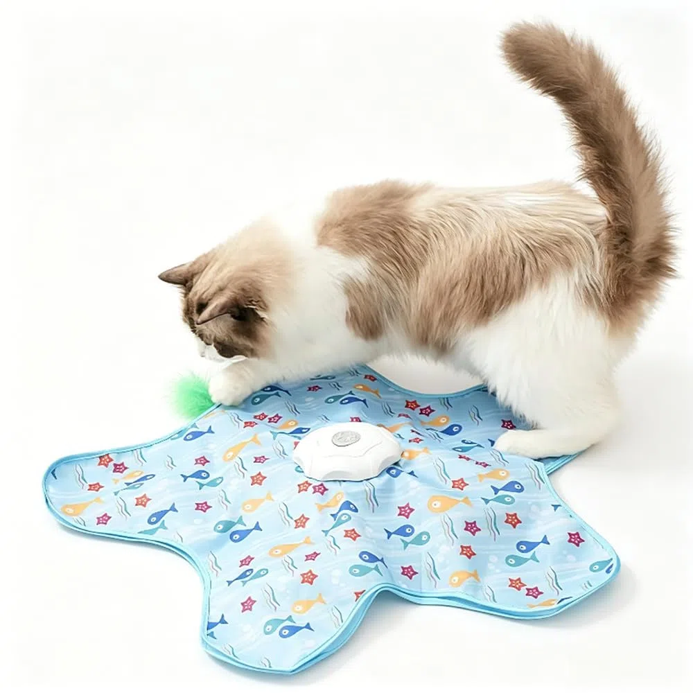 Juguete automático para gatos de interior, plato de juego de caza para esconderse, juguetes interactivos recargables para gatos, plumas ocultas móviles, juguetes de ejercicio duraderos para