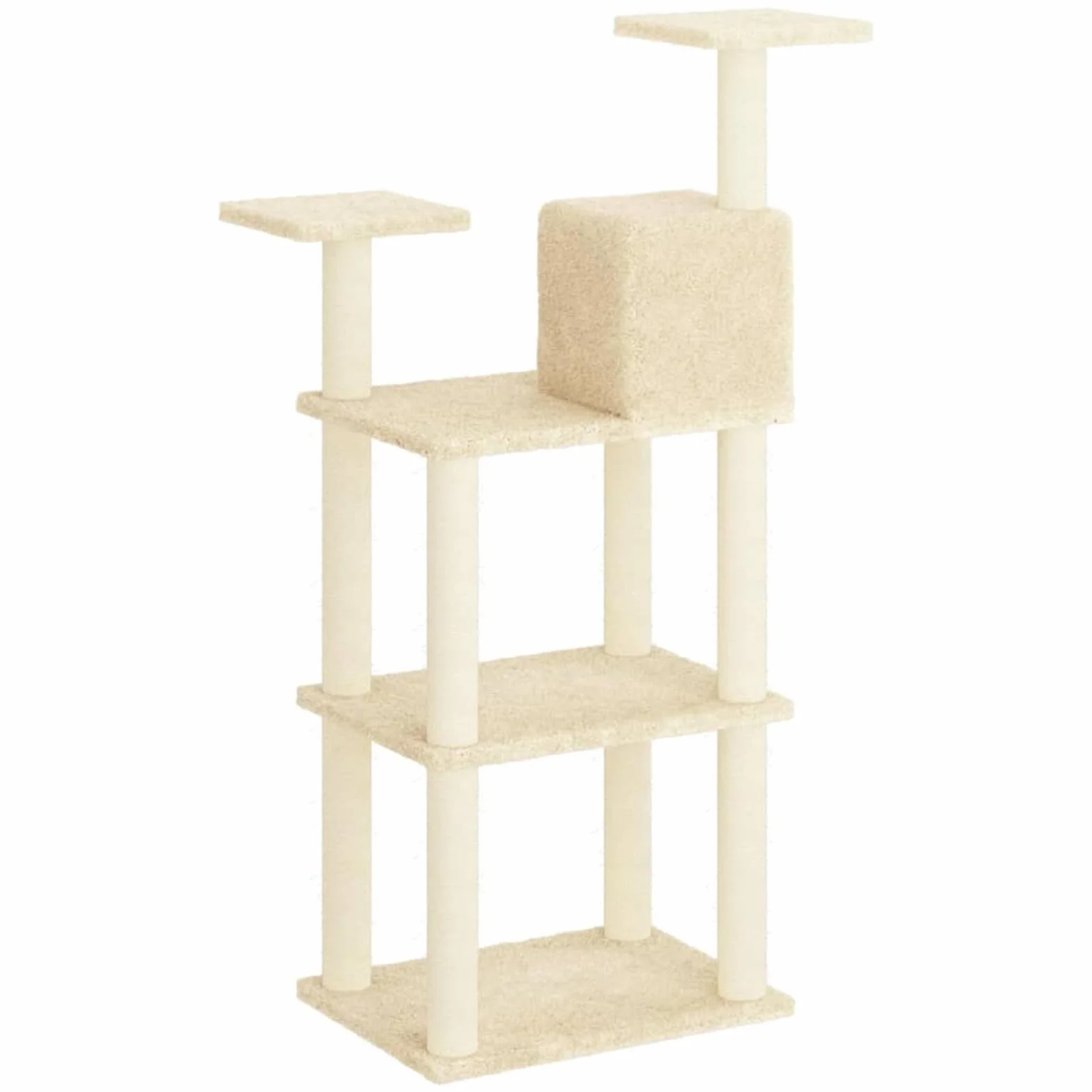LAPOOH Rascador para Gatos con Postes de sisal, Arbol para Gatos, Gatos Accesorios, Arranhador para Gatos, Arbol Rascador Gatos, Crema 119 cm