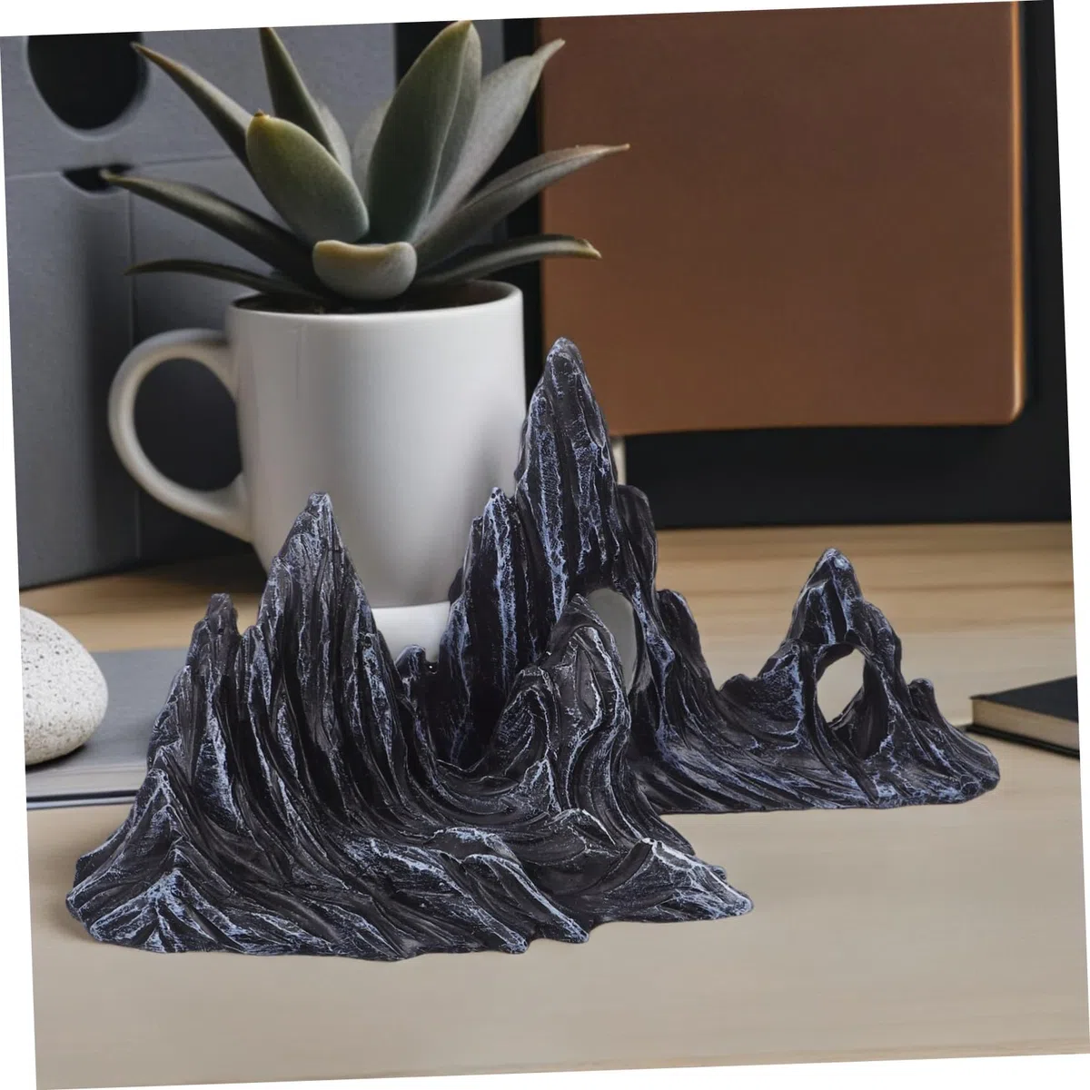 SOLUSTRE 2piezas Adornos Paisajísticos para Peceras Figuras De Montaña De Resina Artificiales Escondite para Peces Decoración De Paisaje De Colina para Acuario para Pecera De Decoracion