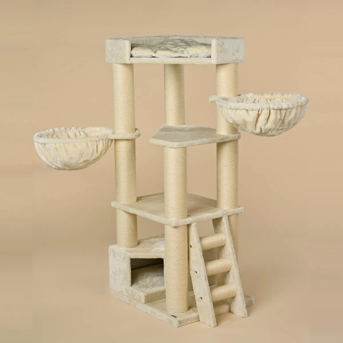 RHRQuality Árbol rascador para Gatos Grandes - Corner Coon Beige - con Postes de sisal Extra Gruesos de 12 cm
