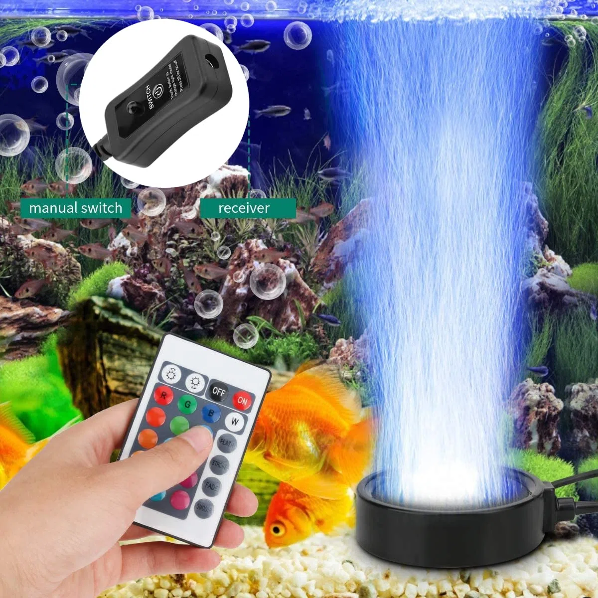 Tnfeeon Luz LED para acuario tanque de peces burbujeador