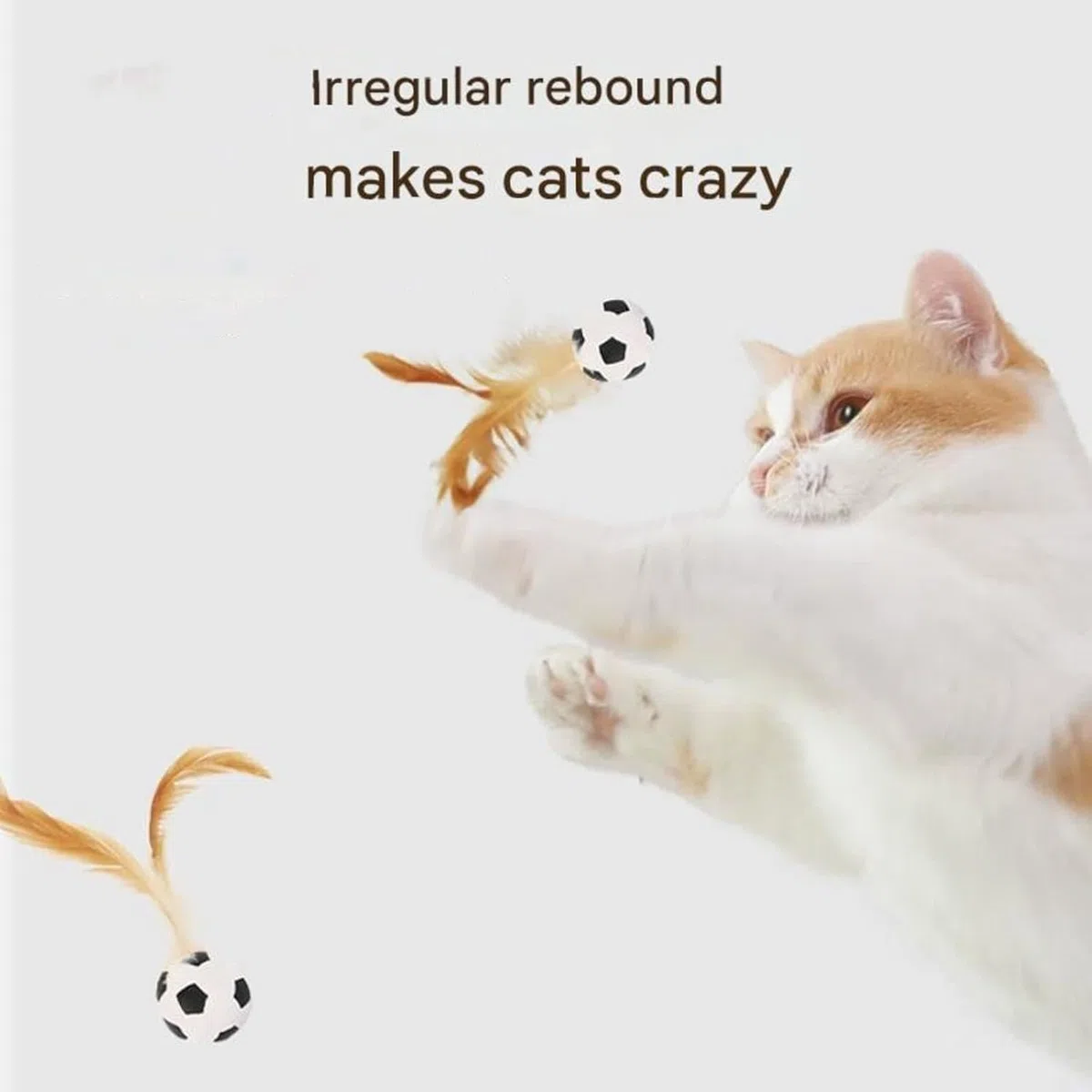 Juego de juguetes interactivos de bolas de plumas para gatos, juguetes elásticos para gatos con cola de plumas, bolas rodantes de silicona para gatos de interior y ejercicio de gatitos, juego