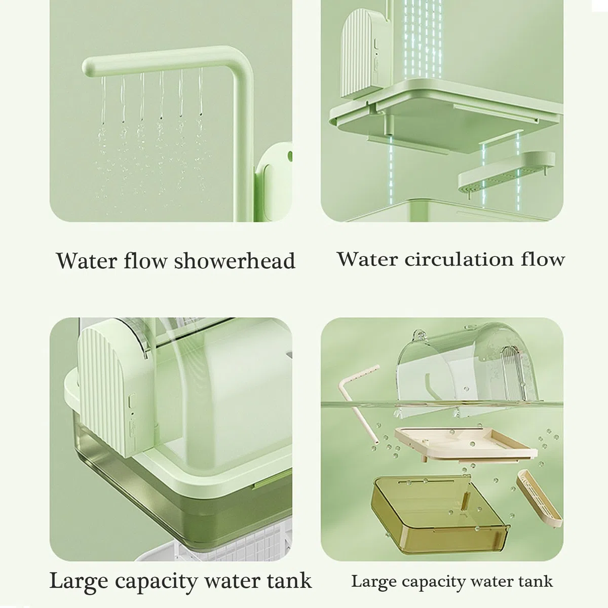 Smarted-Baño para Pájaros con Circulación De Agua Ahorro Espacio Práctico Baño Colgante Jaula Accesorio La Salud Las Aves