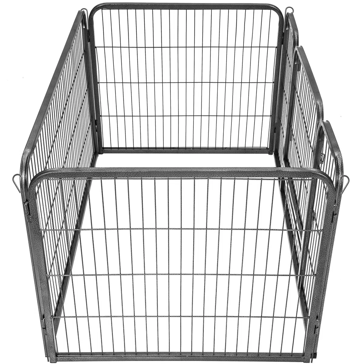 tectake® Parque para Perros, Puerta Seguridad para Niños y Mascotas, Valla Metálica, Jaula Perro, Barrera de Seguridad Plegable, Parque Perros y Conejos, Doble Cierre - Gris