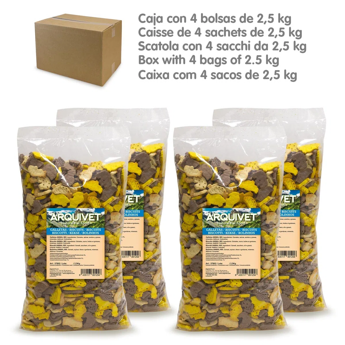 ARQUIVET Galletas para Perros Animal Mix 10 Kg- Snacks para Perros - Chuches, golosinas, premios, recompensas y chucherías para Perros - Mejores Snacks para Perro
