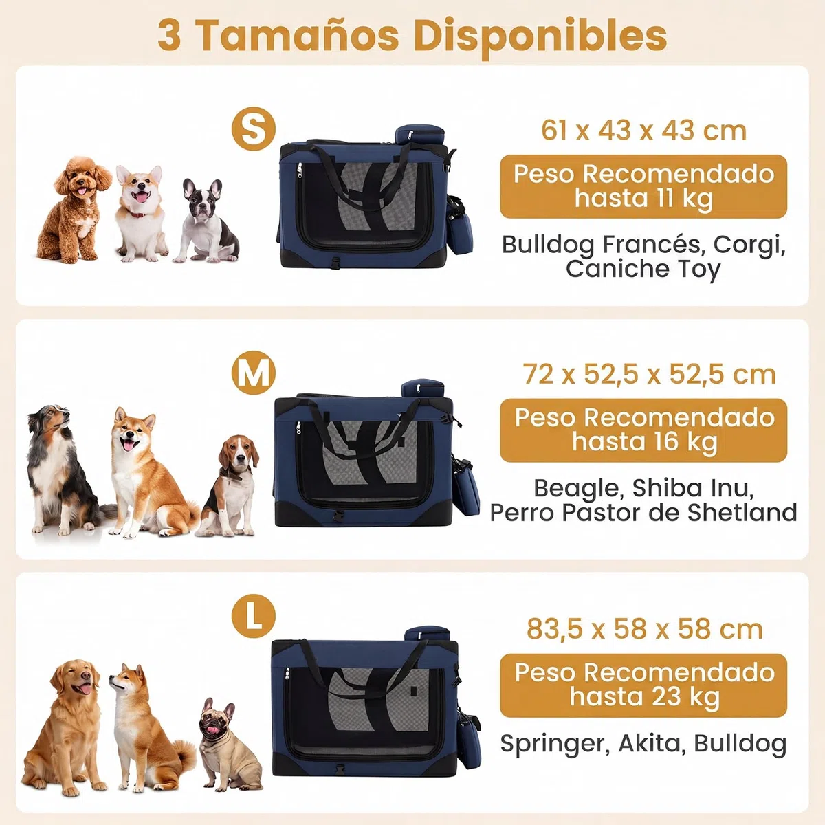 COSTWAY Transportín para Perros Plegable, Bolsa Transporte para Gatos con Ventanas de Malla, 3 Puertas y Bolsillos Extraíbles, Portador de Viaje para Mascotas Interior y Exterior (Azul,Large)